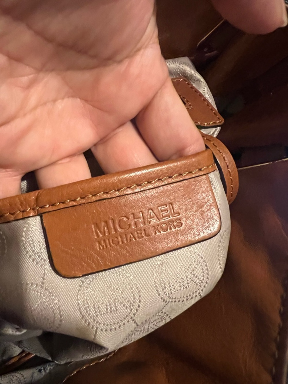 Michael Kors Brown Logo Tote with Tan Leather and Gold Hardware - Picture 11 of 13